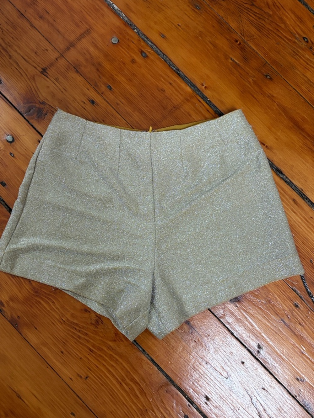 Urban Outfitters Metallic Gold High-Waist Sparkle Shorts